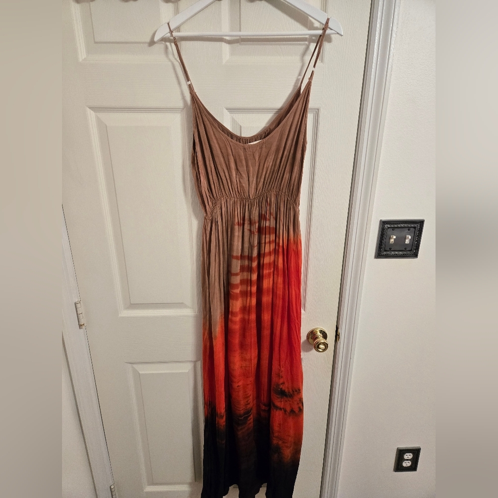 Moon & Sky Brown, Orange And Black Ombre Strappy Maxi Dress Size Medium